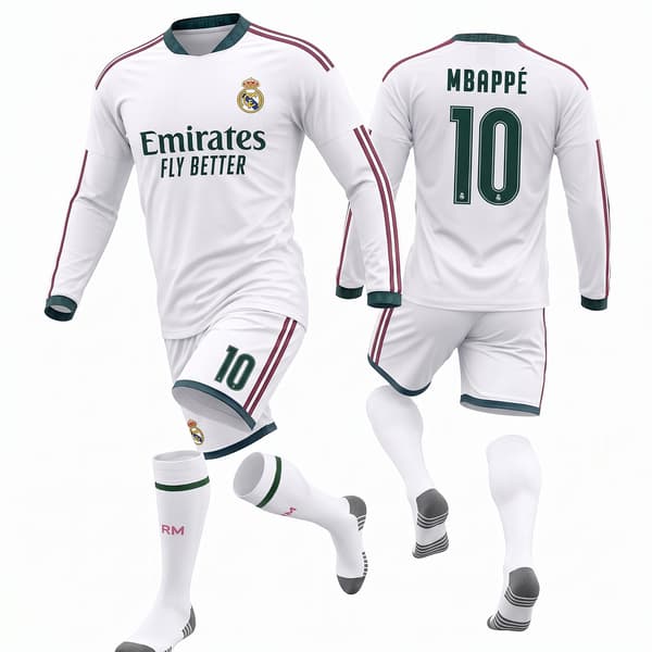 Real Madrid Hjemmefodboldtrøjesæt Langærmet Efterår Vinter Cristiano Ronaldo wearing number 7 #26