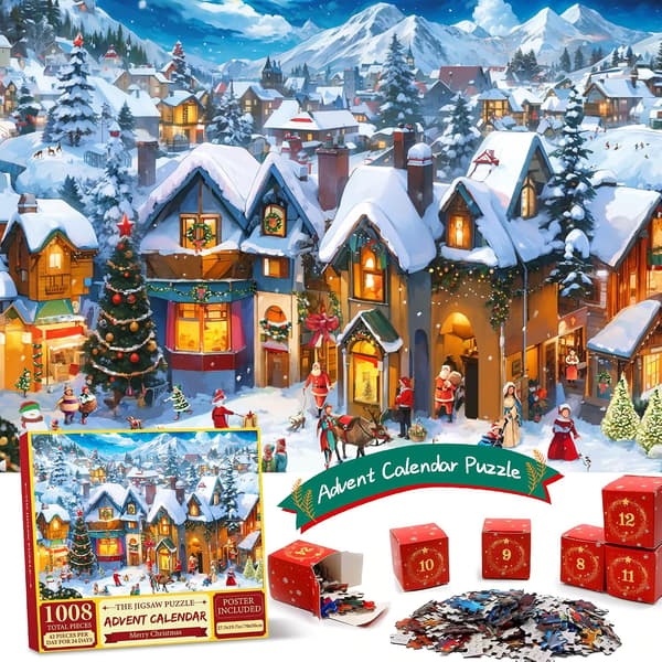 Adventskalender Jule Nedtelling Puslespill 1008 Brikker for Voksne og Barn