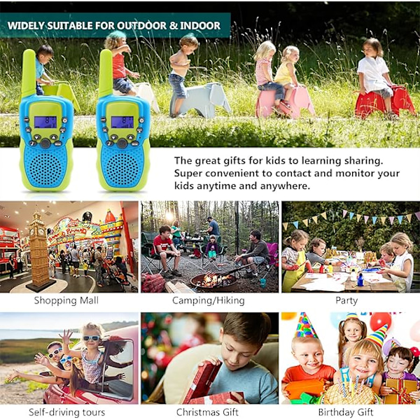 2-pack Walkie Talkies för barn 3 4 5 6 7 år, pojkar och flickor