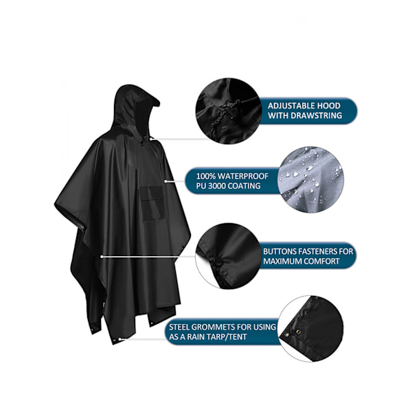 Udendørs Vandreregnfrakke Tre-i-én Poncho