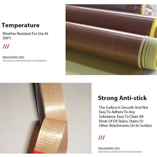 PTFE Teflon tape med lim, Hitemp isolert vakuumforsegling, lav friksjon 50MMX10M