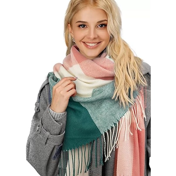 Damscarf Mode Lång Rutig Sjal Omlott Stor Rutig Varm Vinter