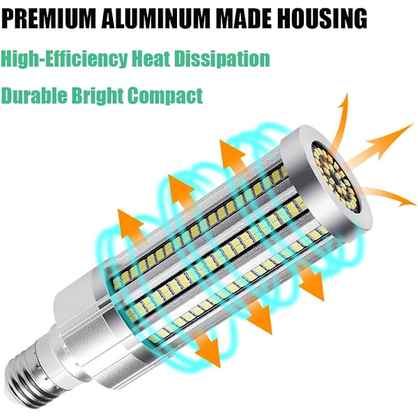 60W LED Majslampa, 500W Ekvivalent Glödlampa, 7200 Lumen Super Stark E27, 6000K Kallvit, för Lager Verkstad Garage (6000K Kallvit)