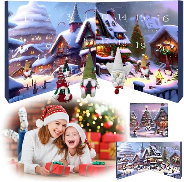 2024 Jule-nisse Adventskalender 24 Dager Nedtelling til Jul Overraskelsesdekorasjon Gave til Barn Hjemmeinnredning
