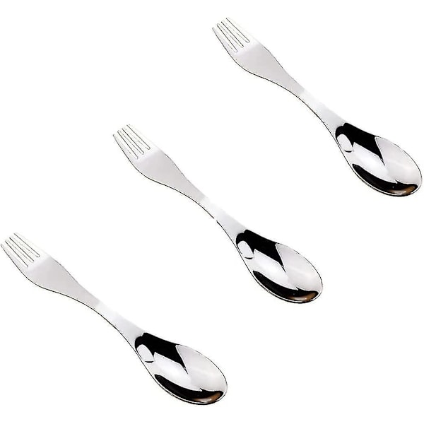 Spork i rustfritt stål, perfekt for camping og utendørsaktiviteter, 3 stk