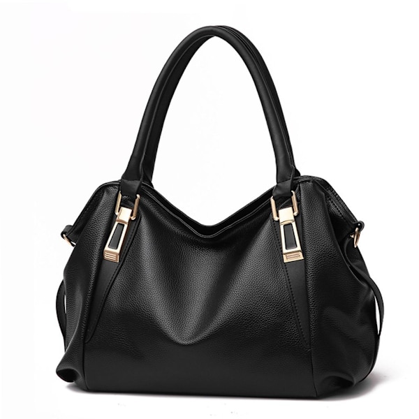 Damer Handväska Messenger Bag, Dam Stor Kapacitet Mjuk Konstläder Övre Handtag Axelväska Cross-body Väskor-Xin Black