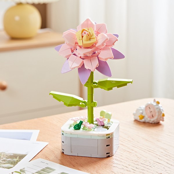 Rakennuspalikat Kukat Säilötyt Kukat Ruusut Ystävänpäivälahja Kimppu Koottavat Lelut 103-C5-Pot Bouquet-Pink Epiphyllum
