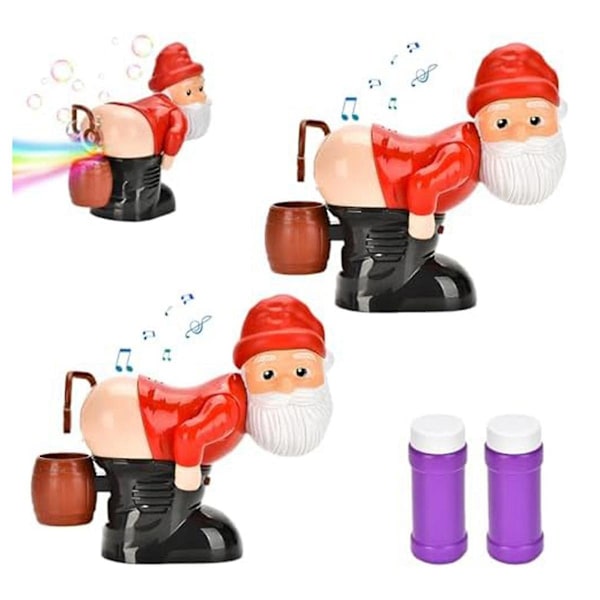 Rolig Tomte Bubbelblåsare med Blinkande Ljus & Musik, Julbubbelblåsare för Utomhus &