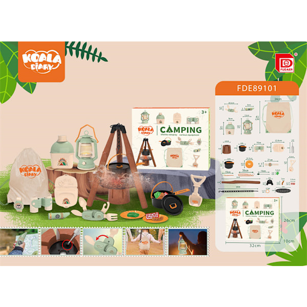 Camping legetøj koala dagbog insekt observationsboks sommerfugl fangstnet børns udendørs eventyrtelt Luxury camping set 40 pieces