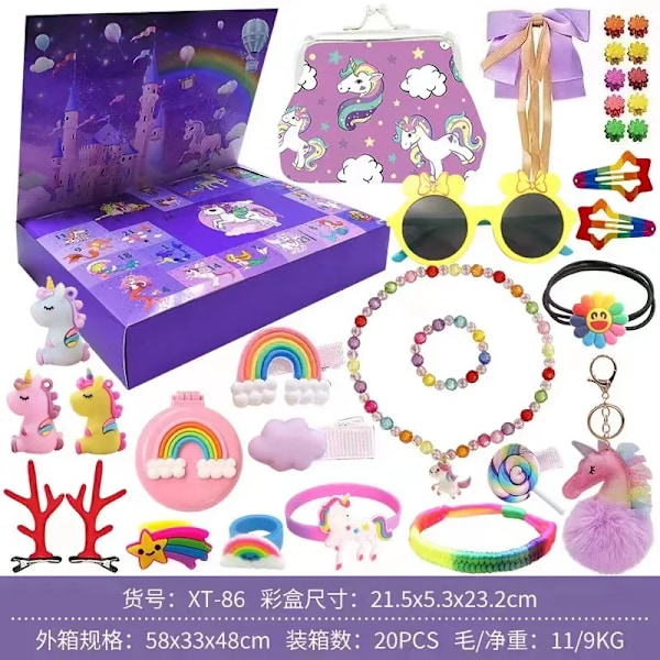 2024 Christmas Calendar Gift Box for Girls Kids DIY Jewelry Hairpin Toy 24 Day Countdown Calendar New Year Christmas Gift