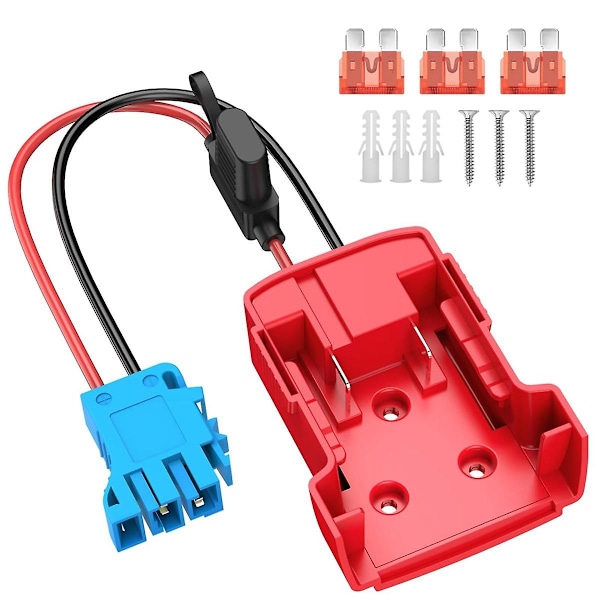 Power Wheels Batteriadapter med Kabelhärdare Anslutning 12AWG Kabel med 40A Säkring för Peg-Perego Red