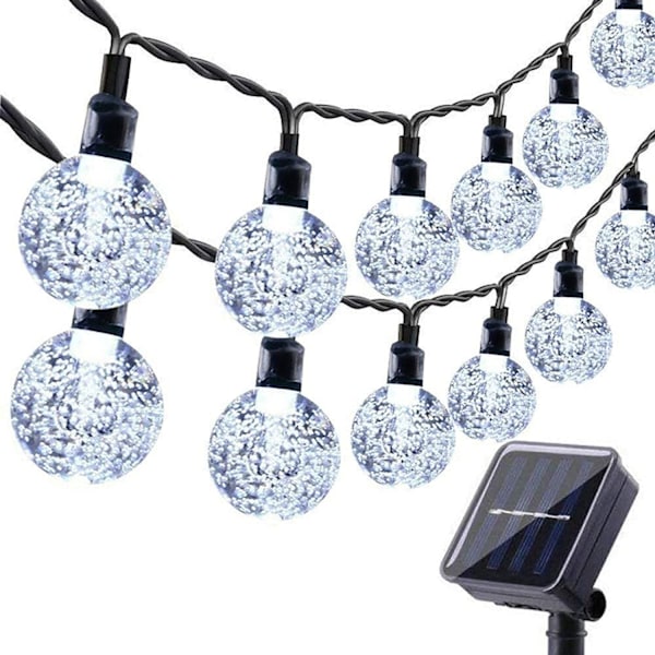 Aurinkovalot ulkokäyttöön, 50 LED 7M vedenpitävät aurinkokristallipallot puutarhaan, puuhun, patiolle, jouluun, häihin, juhliin