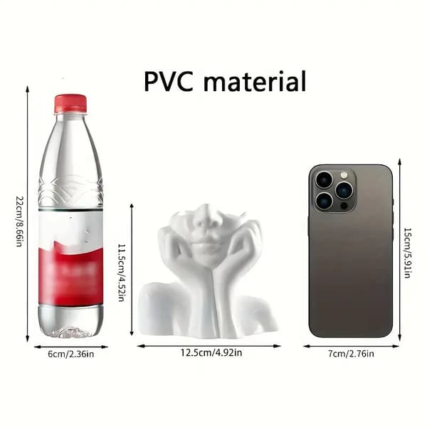 Cute Face Shaped Makeup Brush Holder, Minimalist White Design for Makeup Table Black pen holder