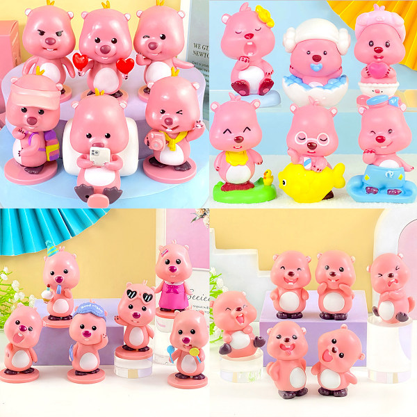 Pink Ruby Pieni Majava Blind Box Söpö Lelu Nukke Auto Kakku Koristeet Gachapon Nukkekone Doraemon - Boxed (whole set price)