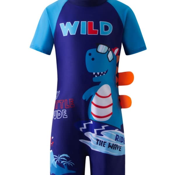 Børnebadedragt, drenges badedragt i ét stykke, medium og stor Note Dragon with Hat M (3-4 years old)