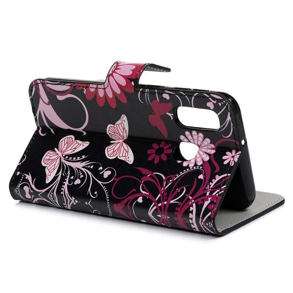 Wallet Case Samsung Galaxy A40 - Sort med Sommerfugle