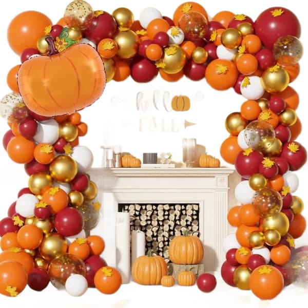 Tacksägelse orange pumpa ballongkedjeset för hösttemafestdekoration Balloon Chain Set