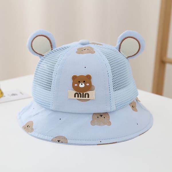 Koreansk stil børne bjørnefiskerhat, forår og sommer yellow 48cm