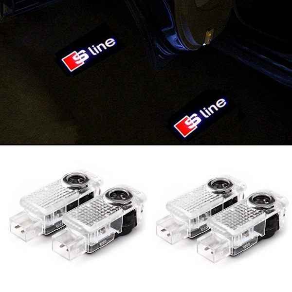2 st Billogo (Audi S-line) Dörrbelysning Bil Dörrlampor Projektionslampor
