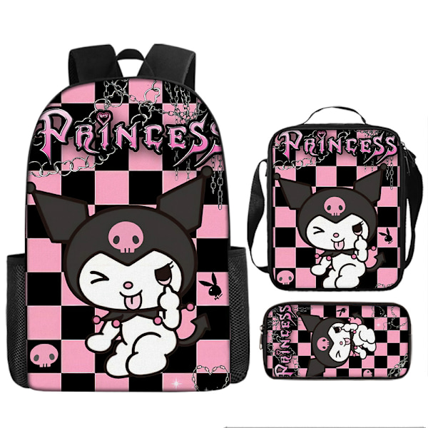 Tecknad Kuromi tredelat set Cinnamon dog KT katt tecknad grund- och gymnasieelever skolväska barnryggsäck twenty three Backpack