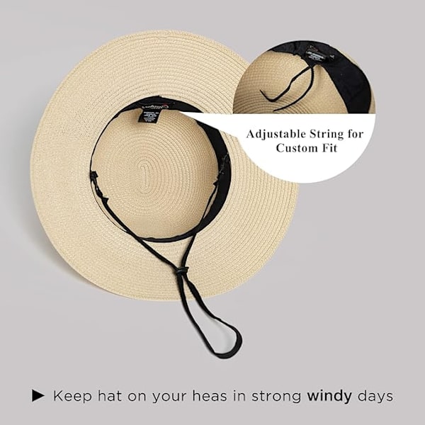 Solhat til kvinder, foldbar bredskygget hat 56-59cm