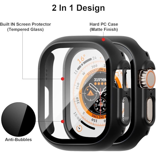 6-pakks esker til Apple Watch Ultra 49 mm med herdet glassbeskyttelse 6-pakning 3 6-Pack 3 49mm