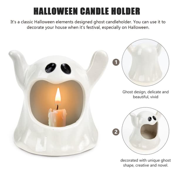 Halloween spøkelseslysestaker, spøkelseslysestaker dekorasjon keramikk Halloween lysestaker søte ønske spøkelseslysestaker egnet til bord ce
