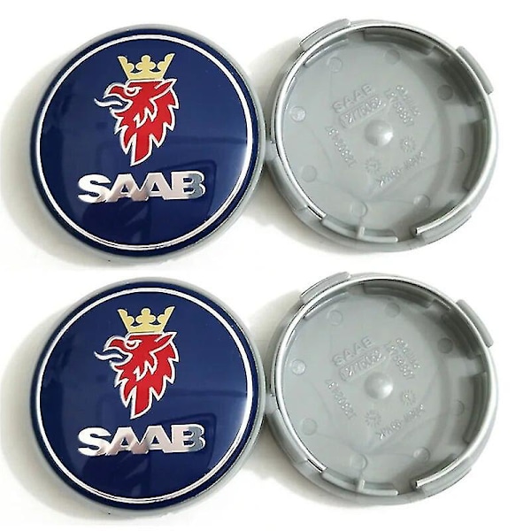 4st 63mm Blå Kolfiber Svart Bil Hjulcentrumkapslar Fälgar Navkapslar För SAAB 9 3 9 5 9-3 9-5 SAAB Emblem Märke Tillbehör Yalo black 4pcs