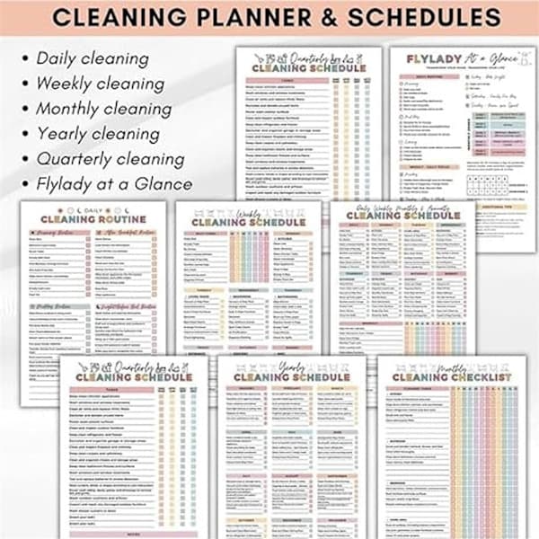 Cleaning Planner, Organization Tool - Chore Planner, Editable Cleaning Schedule Book for Home, Daily, Weekly, and Monthly Annual Cleaning Checklist (1 pc)