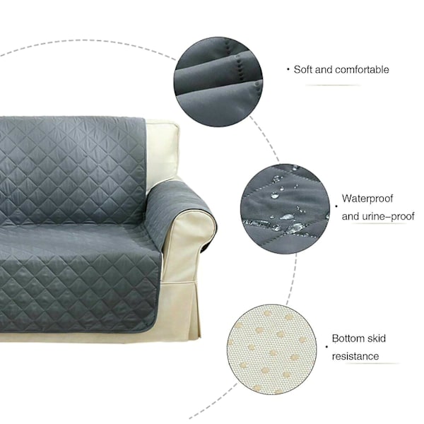 Lemmikkieläinten Sohva 1/2/3-istuttava Päällinen Tikattu Heitto Pestävä Suojus 2-istuttava 2 Seater Grey
