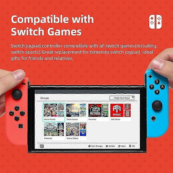 Joycon Wireless Controller For Nintendo Switch, Supports Wake-up Function, Left Right Remote Controls With Wrist Strap Sky