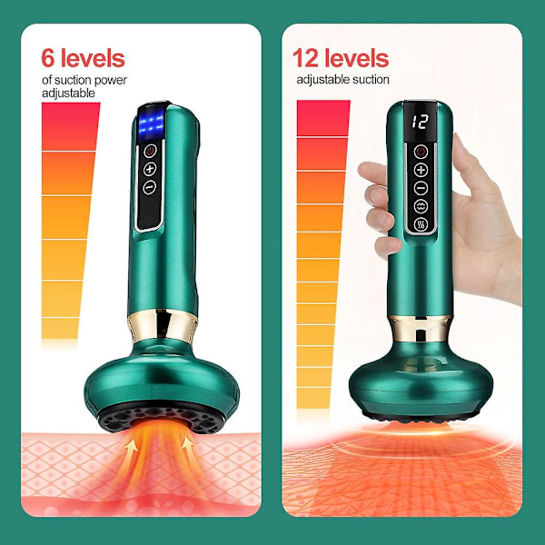Elektrisk koppningsmassager vakuum sugkopp guasha anti celluliter skönhet hälsa skrapning infraröd värme bantning gua sha massage 12 levels of suction 1