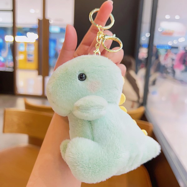 Tecknad Kuromi docka skolväska hänge docka plyschleksak par nyckelring väska hänge Plush blush dinosaur-light green 11cm (with keychain)