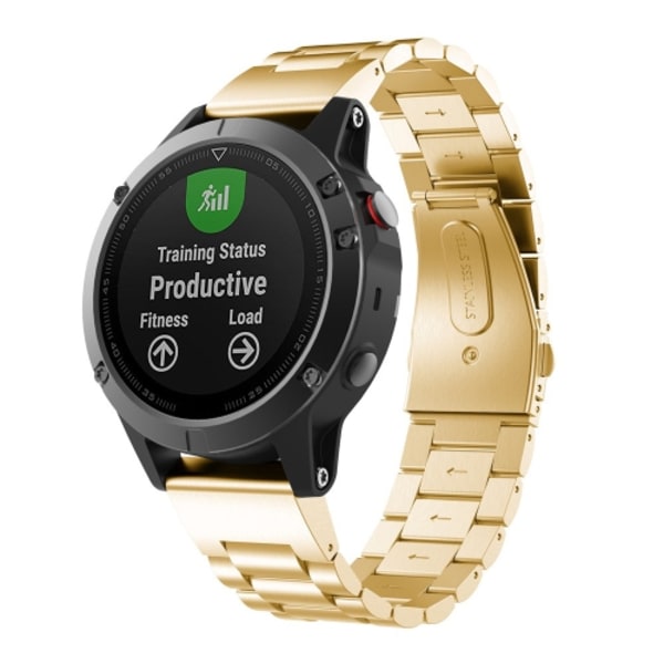 Til Garmin Fenix ​​5s 20mm Tri-Bead ur i rustfrit stål Golden