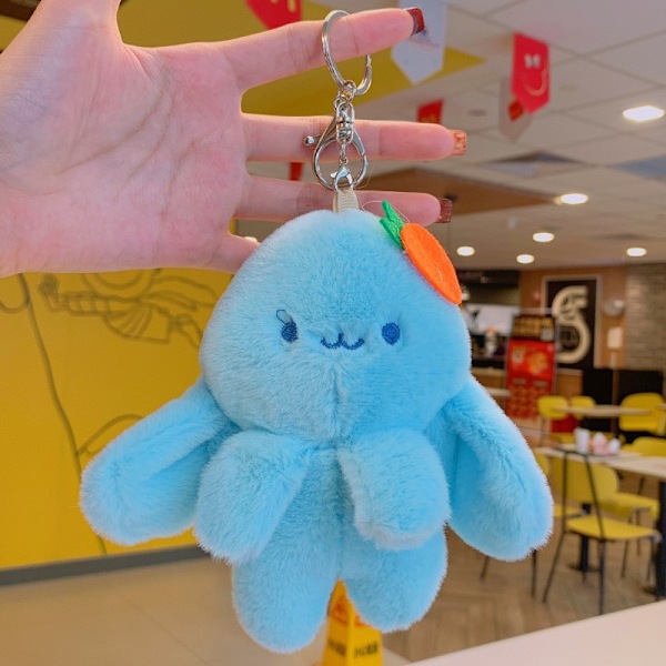 Tecknad Kuromi docka skolväska hänge docka plyschleksak par nyckelring väska hänge Plush carrot rabbit-blue 11cm (with keychain)