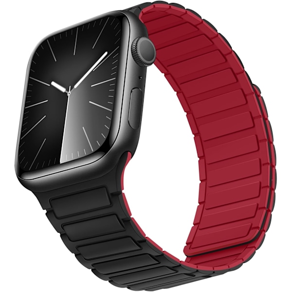 Magnetiske klokkereimer kompatible med Apple Watch-reimer, myk silikon erstatningsreim designet for iWatch, svart rød Black Red 38/40/41mm