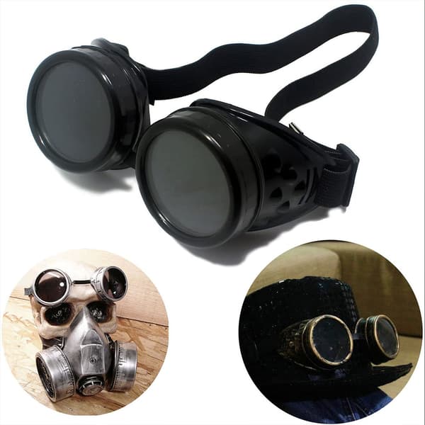 Steampunk Briller Kostume Tilbehør Cyber Victorian Svejsning A bright black