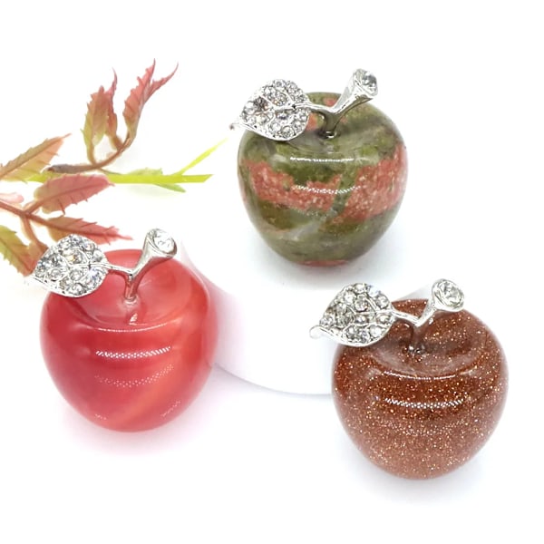 30Mm Apple Figur Naturlig Ametyst Krystall Omsorg Reiki Healing Perler Kvarts Rom Møbler Ornament Hjem Decor Jul Gi Gi Tog Rød Goldstone Red Goldstone 1pc