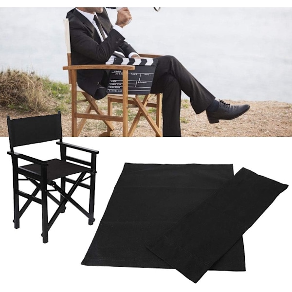 994338 Canvas Stolsöverdrag, 1 Set Regissörsstol Canvas Ersättningssits Tyg Heminredning Möbeltillbehör (Svart) Black