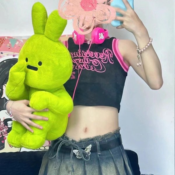 Sjov foragtskanin kreativ niche venlig gestus kanin plys legetøjsdukke dukkegave mænd og kvinder Gesture Rabbit【Green】 30cm