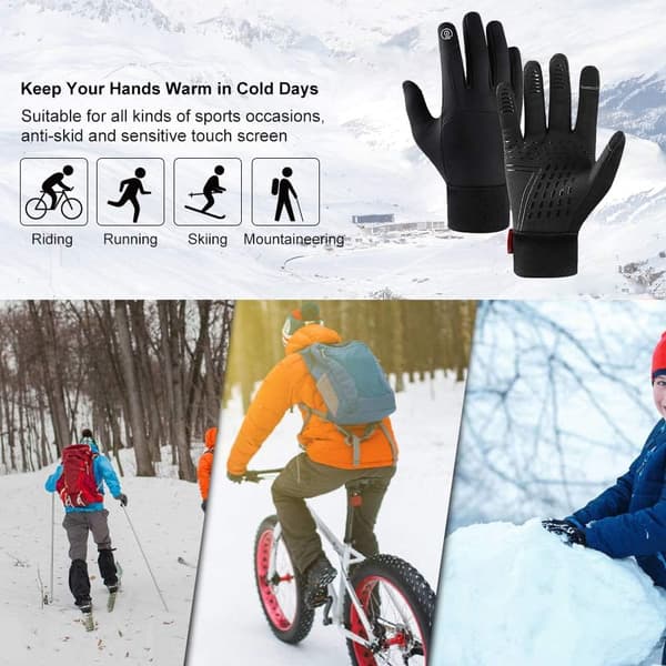 Vandtætte Touchscreen Handsker Til Mænd Og Kvinder - Vinter Sportshandsker - Sort XL Størrelse