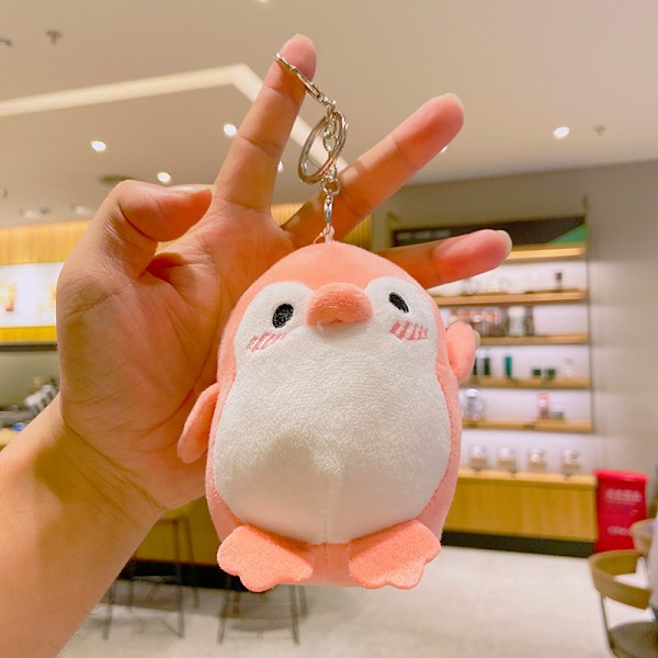 Sarjakuva Kuromi -nukke koululaukun riipus nukke pehmolelu pari avaimenperä laukun riipus Plush pink penguin 11cm (with keychain)