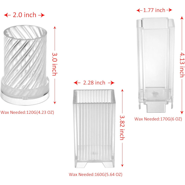 3 stk. Plastik lysforme til lysfremstilling - Inkluderet Pillar Molds(3pcs)