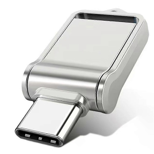 Mini Metal Type C USB Flash Drive Holdbar Bærbar Pendrive til Tablet Telefon Sølv