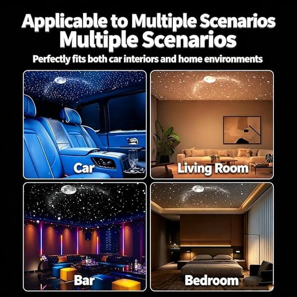 HD Smart Dynamic 5D Holographic Night Light Projector, Plug and Play HD Star Projector with 3/6/12/24 Projection Films With 12 films