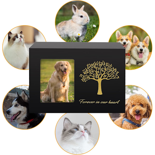 (Sort, 13 cm × 13 cm × 18 cm) Hundeurne Træurne Katteurne