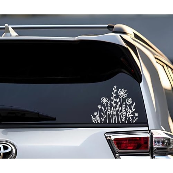 15 x 15 x 15 cm Vilde Blomster Boho Sjov Reflekterende Bil Vinyl Decal, Gaveidé til Planteelskere, Kofanger Decal, Bilklistermærke
