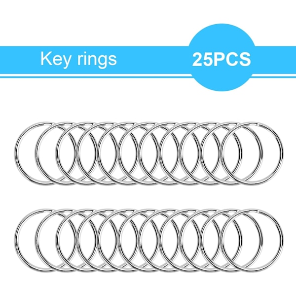 50 stk. Metal Hummer-Lås med nøgleringe, 25 stk. Nøgleringsklips og 25 stk. Nøgleringe, Nøglerings-sæt til håndværk