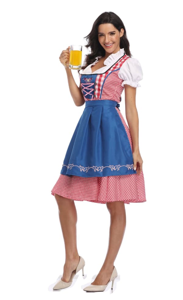 Dirndl-kjole i etnisk stil - Ølfestival-kostume og lingerisæt til kvinder 0302 Black S=34