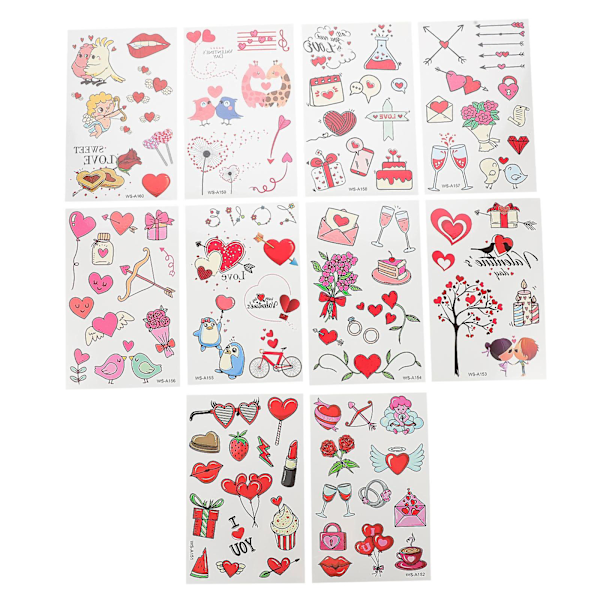 20 Ark Kroppsstickers Alla Hjärtans Dag Falska Kärleksstickers Söta Kärleksstickers för Ansiktet